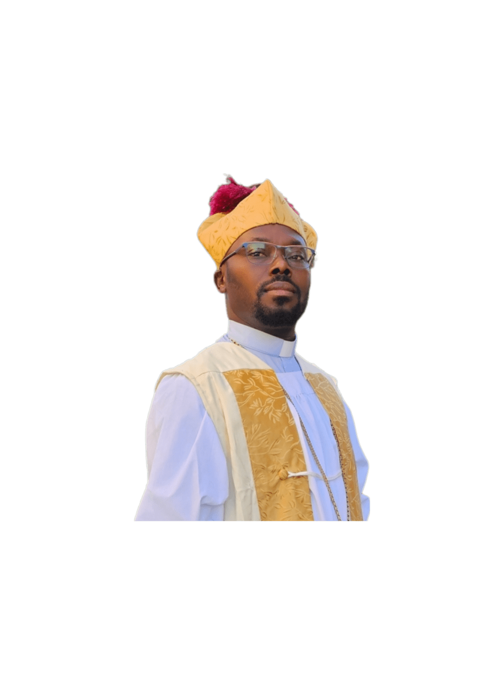 SEEING YOUR SELF AND A PRIEST WEARING THE SAME GARMENT AND THE SAME COLOUR RED AND WHITE&nbsp;MEENING.